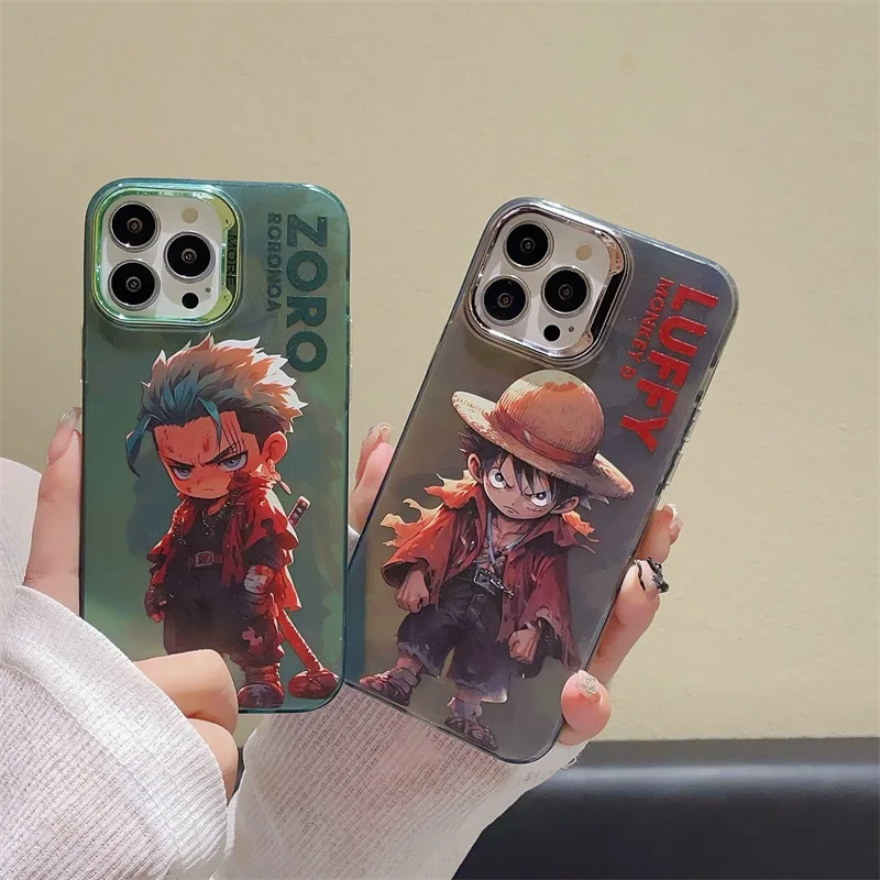 Anime Comics O-One Piece Luffys Gear 5 Phone Case For iPhone 15 11 14 13 12 Pro Max Cartoon Lovely Roronoa Zoro Bumper Cover