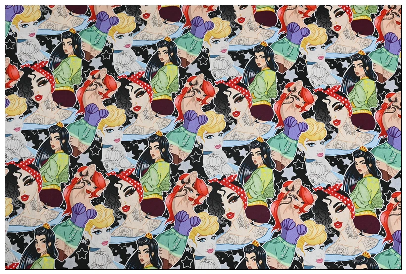 Stampa personaggi Disney, tessuto in cotone per abito da cucito cucito tessili per la casa, materiale in tessuto Patchwork fai-da-te di Half Yard