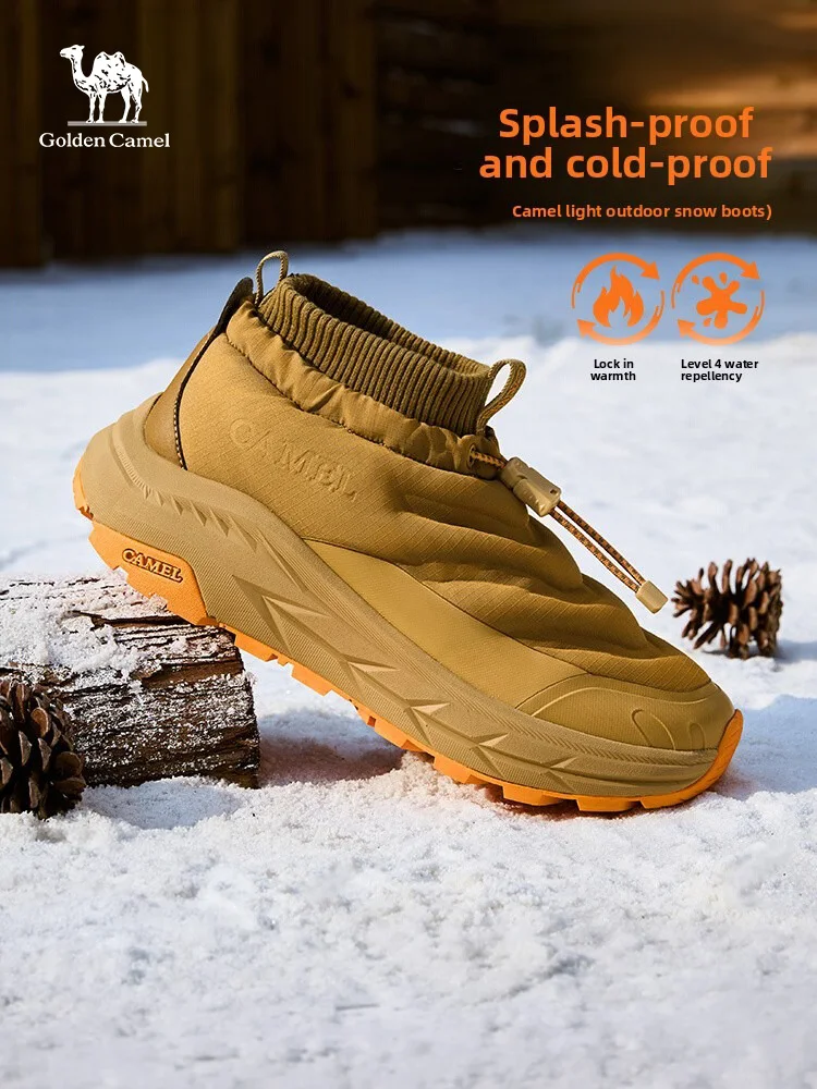Golden Camel Men's Winter Warm Snow Boots Women Wear-Resistant Waterproof Non-slip Cotton Shoe Outdoor Climbing Hiking Boots