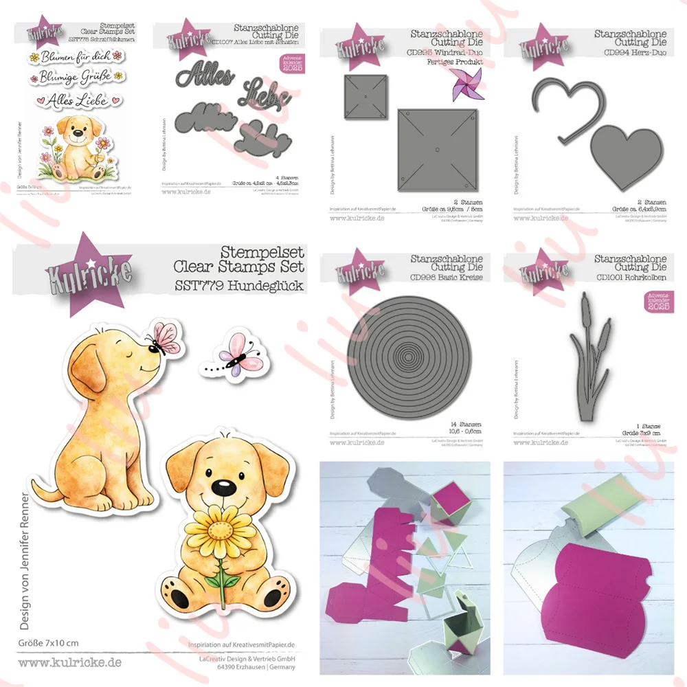 

Holiday Gift Decorate Heart Duo Short kiss flower Dog luck Fake box Metal Cutting Dies for DIY Scrapbook Handmade Diary 2026 New