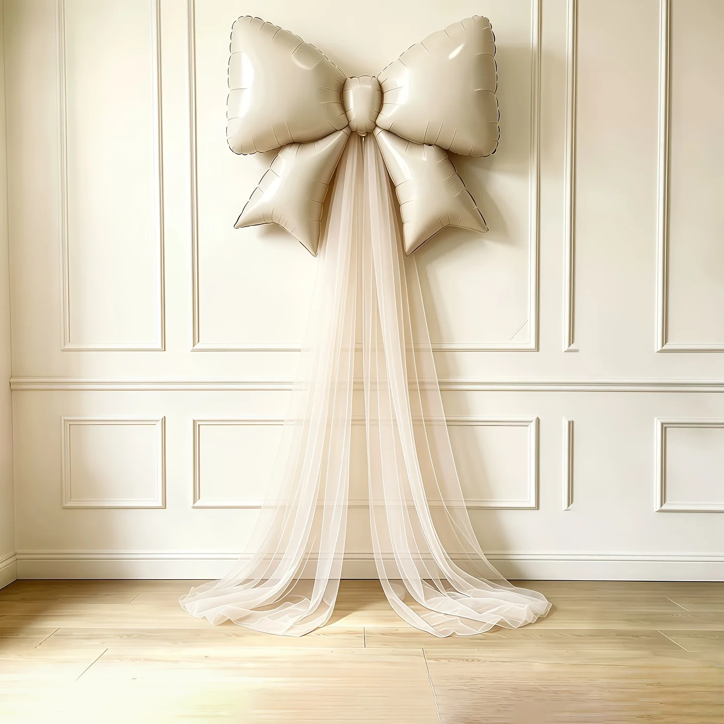 Romantisches großes Schmetterlings-Set aus Aluminiumfolienballons und Chiffon, für Hochzeiten, Verlobungen, Junggesellenabschiede, Geburtstagsfeiern. – Detail 2