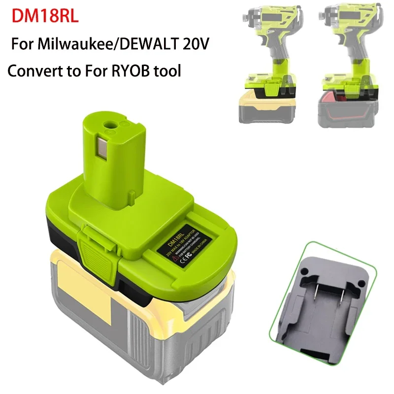 HOT DM18RL Lithium -ion battery converter adapter with USB port For Milwaukee/DEWALT 20V Convert to For RYOB tool