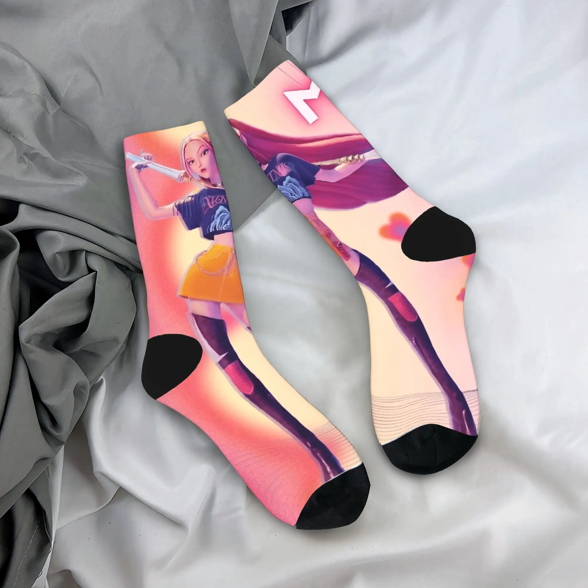 Baby Saja KPop Demon Hunters Chibi Art Stockings Men Socks Medium Soft Casual Socks Autumn Cycling Anti Sweat Custom Socks Gift