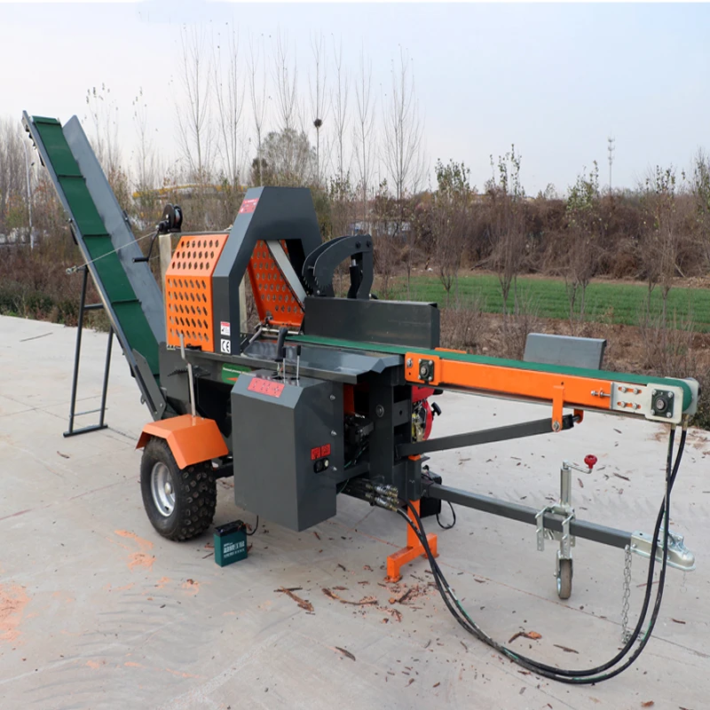 20 Ton Gasoline Hydraulic Wood Log splitter wood processor log cutter cheap large Firewood  processor machine