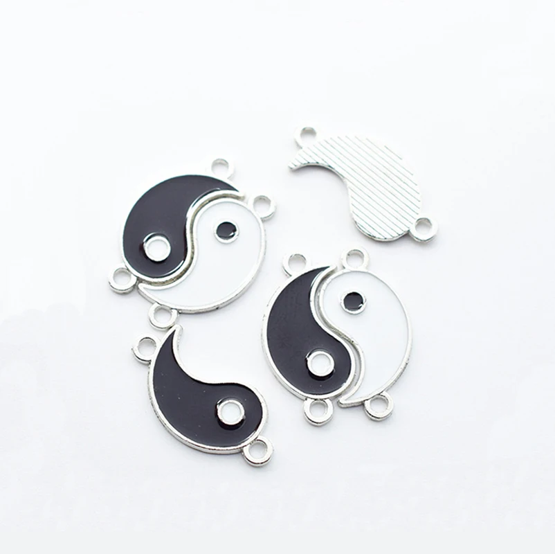 20pcs 2in1 Alloy Enamel Charms Taichi Yin Yang Pendant Charms Necklace bracelet Diy Accessories Jewelry Finding Spacer Beads