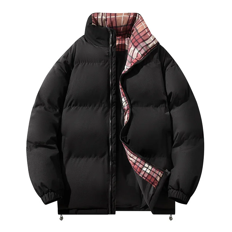 

Зимнее мужское пуховое пальто в клетку в стиле пэчворк с воротником-стойкой, мужская верхняя одежда, утепленная морозостойкая уличная повседневная мужская куртка с длинными рукавами