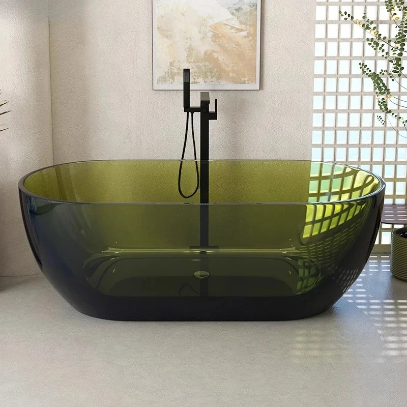 

Transparent Bath Individual Color Crystal Resin Oval Hotel Double Bath Artificial Stone