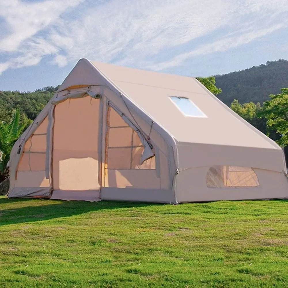 

4-6 People, Outdoor Inflatable Camping Deluxe Tent 6.3 Flat Inflatable House Oxford Cloth Tent, Double Door Air Pum