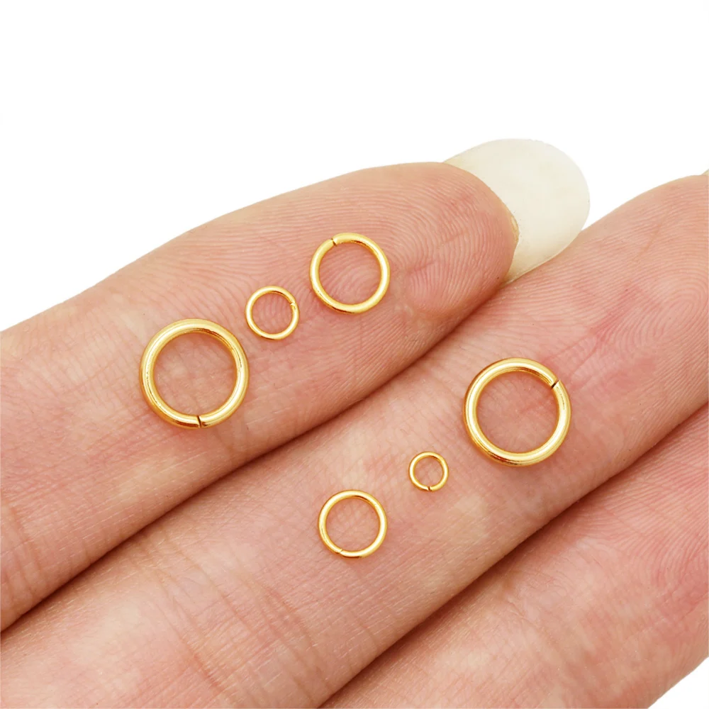 100/200pcs Stainless Steel Water Gold Plated Jump Rings for Jewelry Making Supplies Findings Necklace Earring Repairs 5mm 6mm