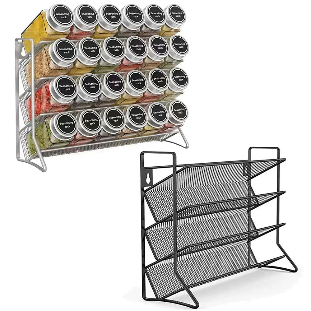 4 Layer Spice Storage Rack Wall-mounted Non-slip Countertop Spice Holder Space Saving Large Capacity Seasoning Organizer Home