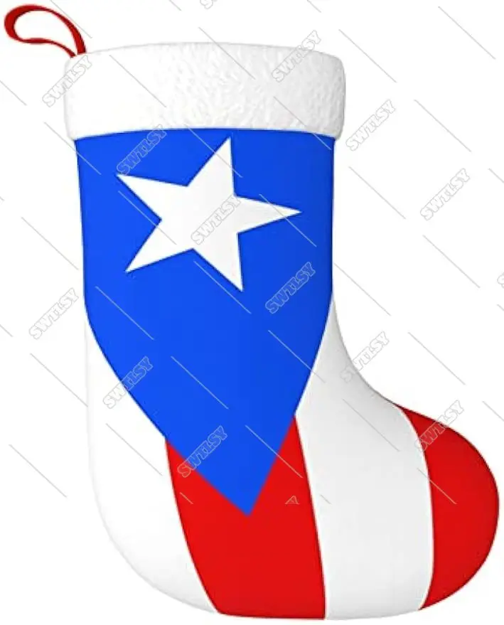 Puerto Rico Flag Plush Christmas Stockings Large Christmas Stocking Stairs Fireplace Hanging Ornaments Candy Christmas