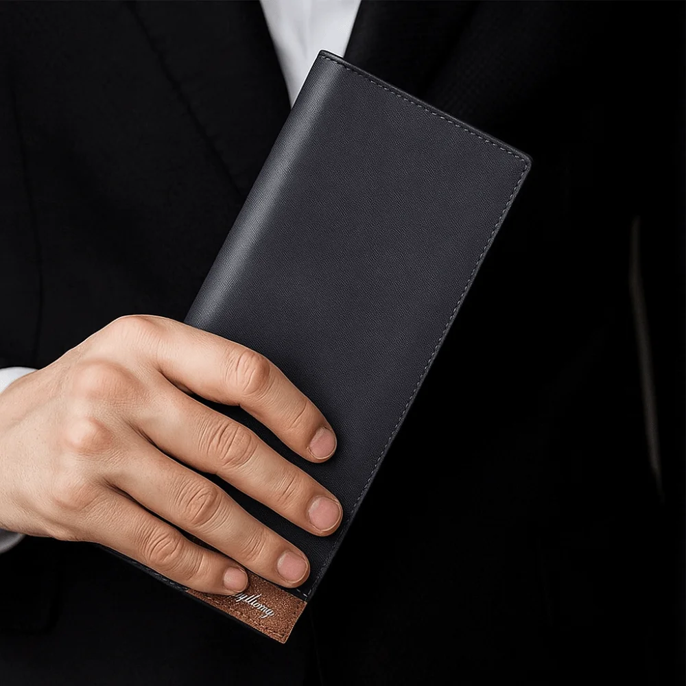 

Elegant Male Long Zipper Wallet England Style Large Capacity Business Clutch Bag Multi Card Slot Anti Theft ID Card Holder