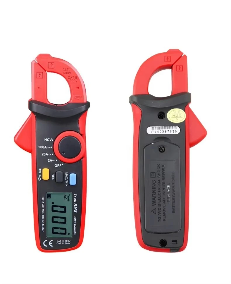 UT210B True RMS 200A AC Mini Clamp Meters Ammeter NCV Test Professional Multimeter Digitais LCD Backlight