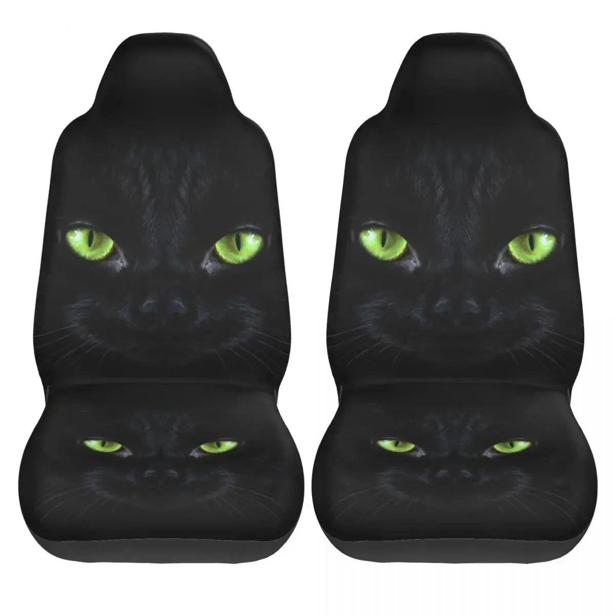 Black Cat Face Black Cat Face Car Seat Cover Custom Printing Universal Front Protector Accessories Cushion Set