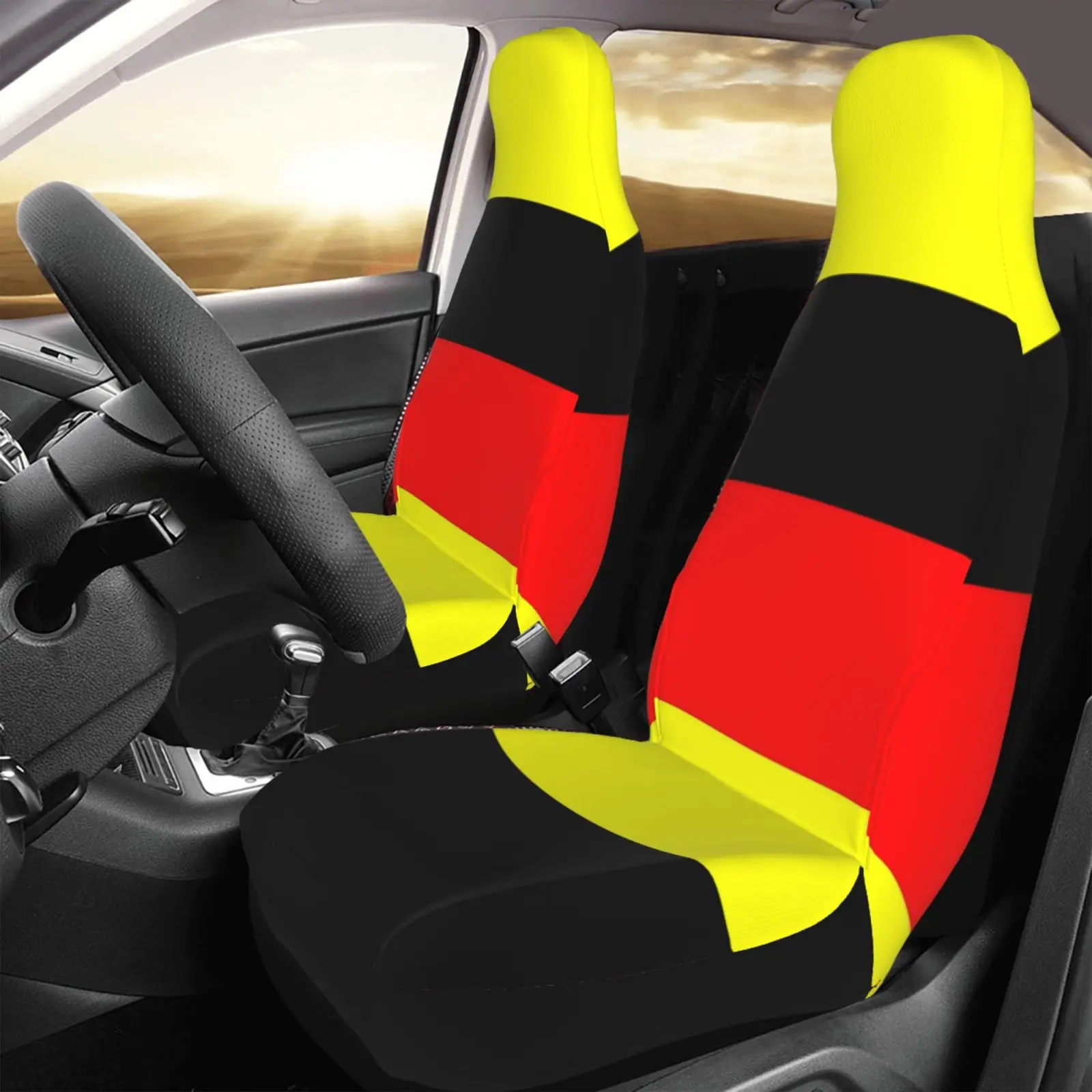 German Flag Printed Patriotic-themed Car Seat Cover with Stain-resistant Properties Suitable for All Vehicle Seat Covers