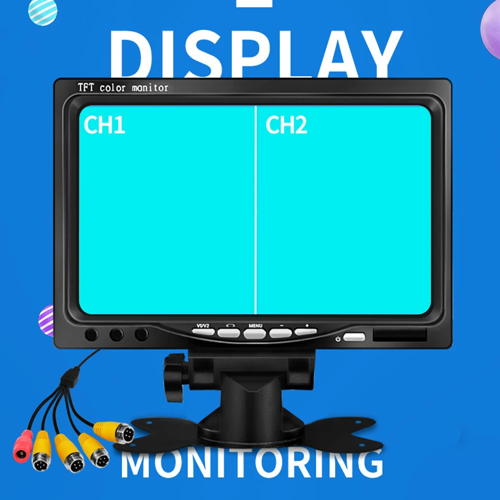 صورة ملونة عالية الدقة 7 بوصة شاشة مقسمة رباعية المراقبة 4 قناة إدخال الفيديو شاشة السيارة NTSC أو PAL AHD 720 /1080P 1920*1080P #3