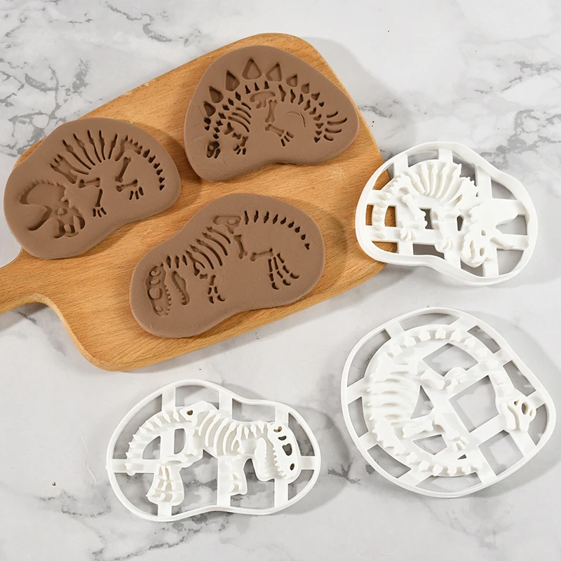 

Dinosaur Cookie Cutters Mold Biscuit Embossing Mould Sugarcraft Dessert Mold Cake Baking Fondant Cutter Cookie Stamp Pastry Tool