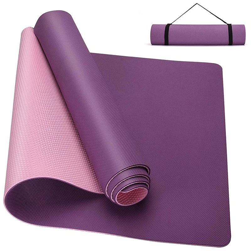 Yoga Mat,TPE Environmentally Friendly Non-Slip Yoga Mat With Shoulder Strap,For Yoga Pilates Fitness Gymnastics