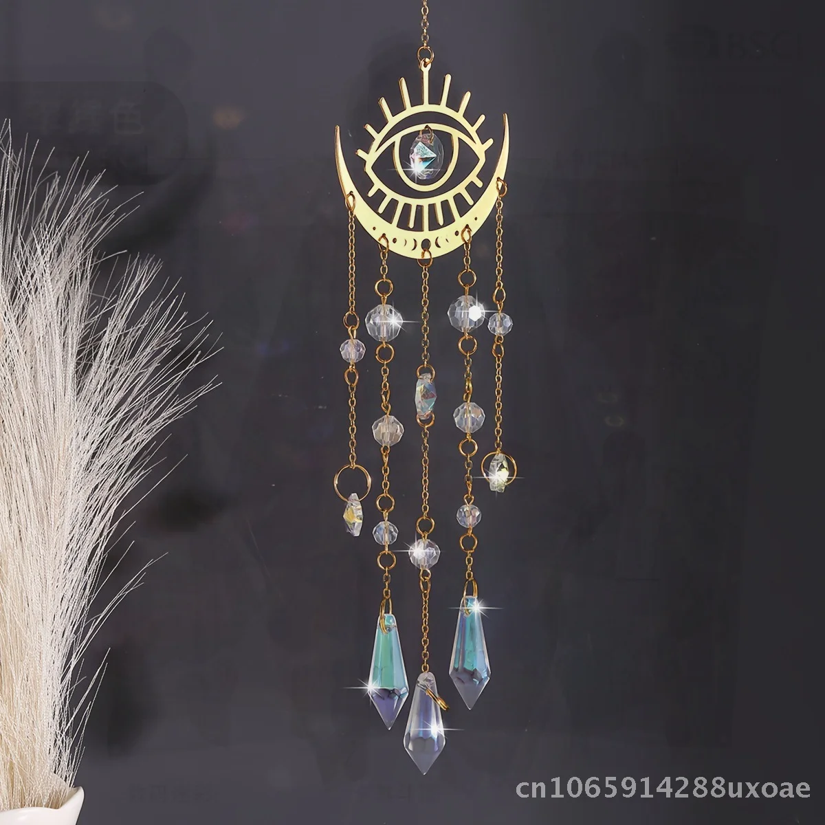 

New Golden Flame Moon Crystal Pendant Sunlight Catcher Outdoor Garden Hanging Decorations Hanging Ornaments