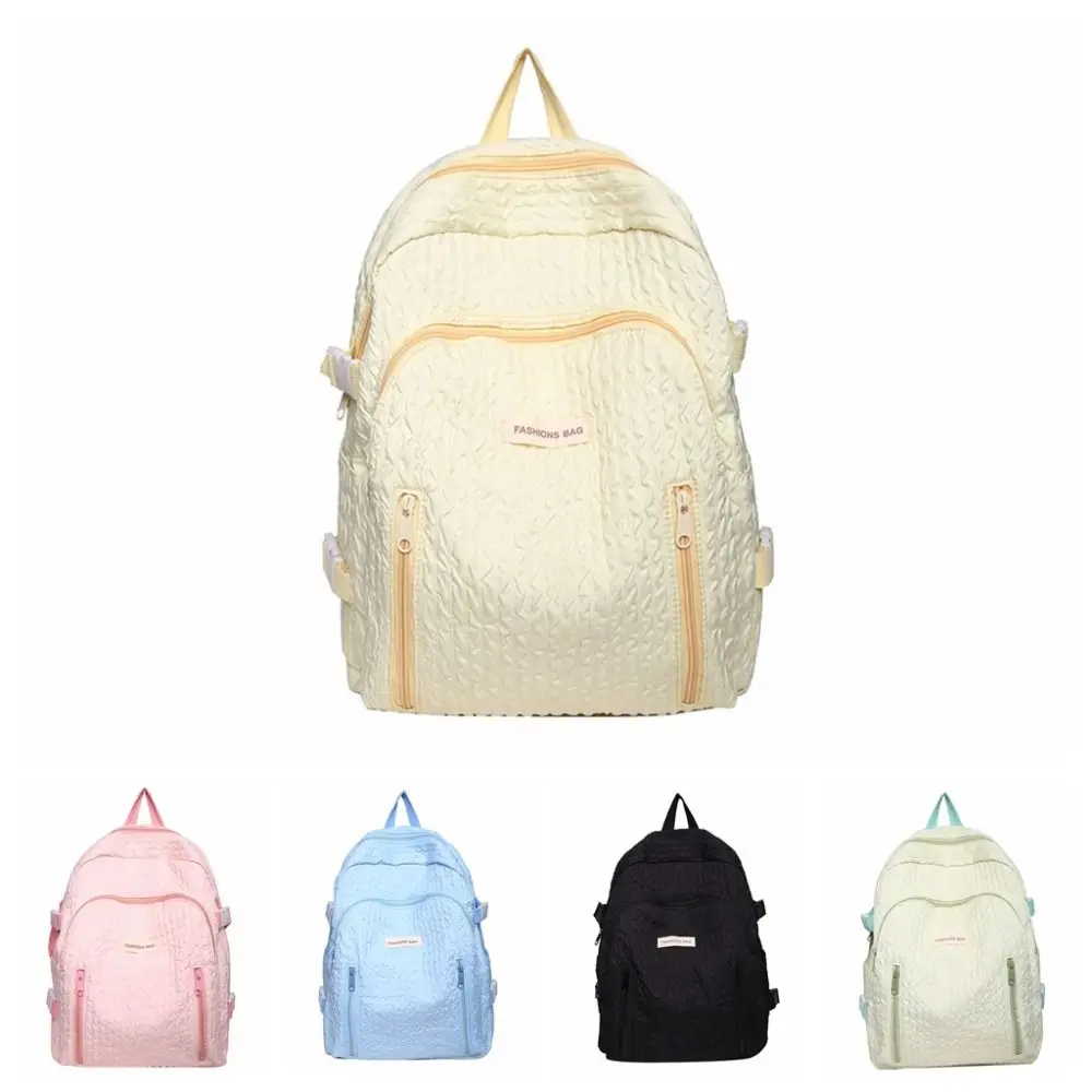 Solid Color Students School Bag Simple Candy Color Large Capacity Backpack Daypack Waterproof College Backpack Students