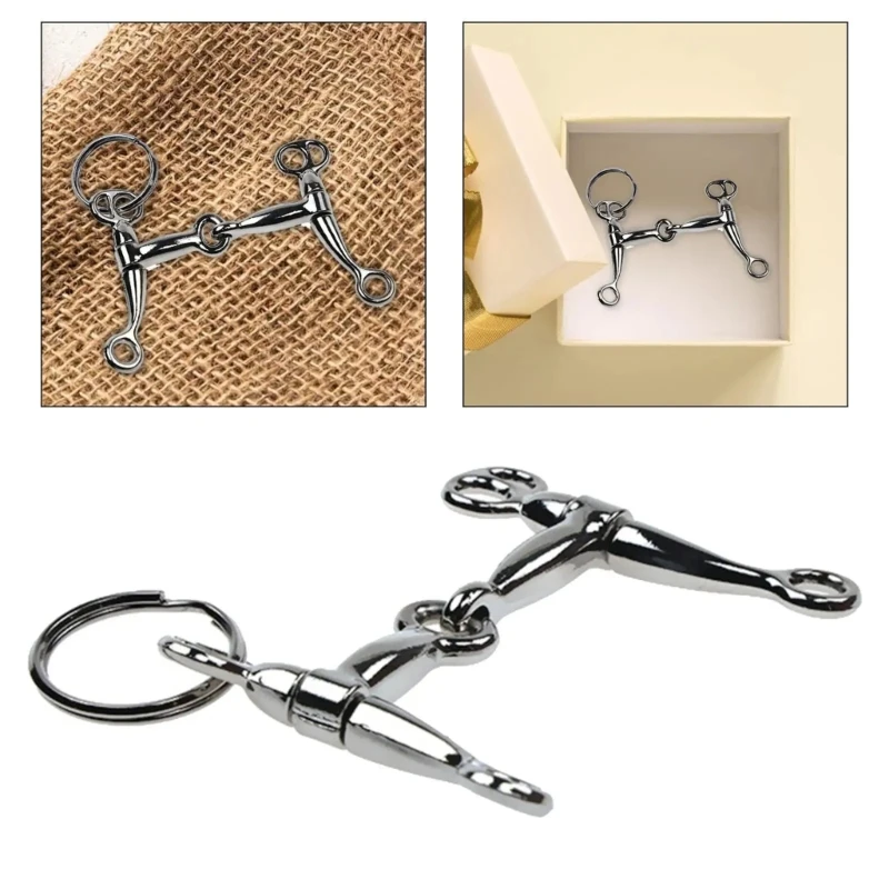 

Stylish Alloy Horse Bit Charm Ring Uniqex Silver Color Keychain Pendant Fashionable Bag Accessory for Everyday Use