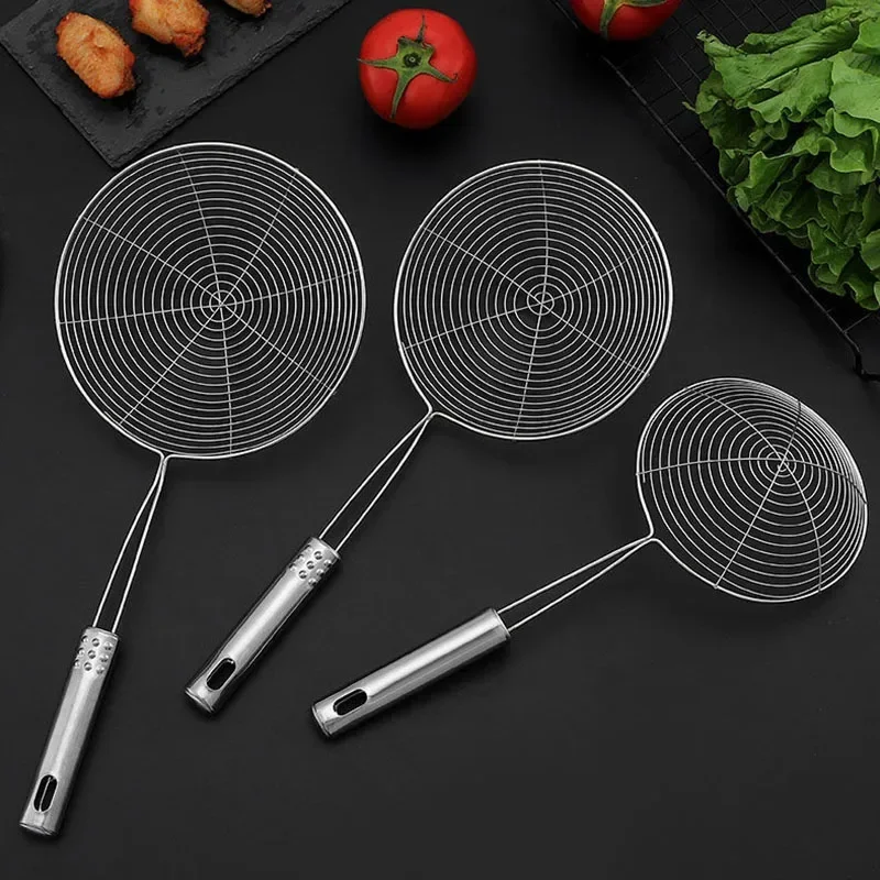 Oval Skimmer Stainless Steel Filter Mesh Oil Pot Food Filter Cookware Colander Fried Filter Kitchen Strainer Baking Cooking Tool