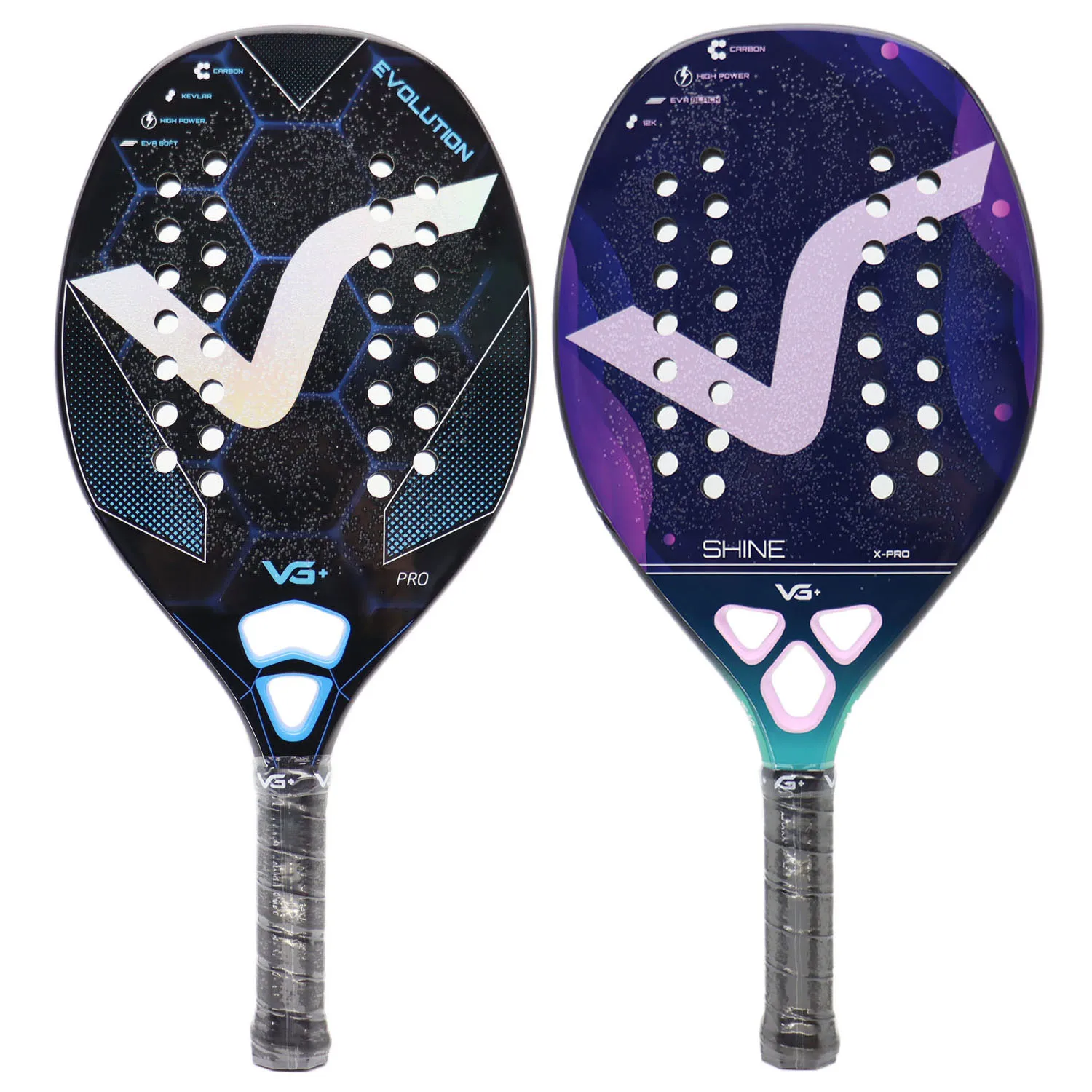 12K/Kevlar/Full Carbon Beach Tennis Racket Set Fiber Rough Surface Outdoor Sports Ball Racket For Men Women Adult Senior Player