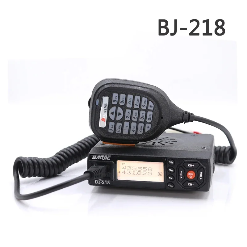 BJ-218 Mini Car Mobile Station V/UHF 136-174/400-470MHz 25W 128 Channel Walkie Talkie Transceiver Dual Band High Power Car Radio