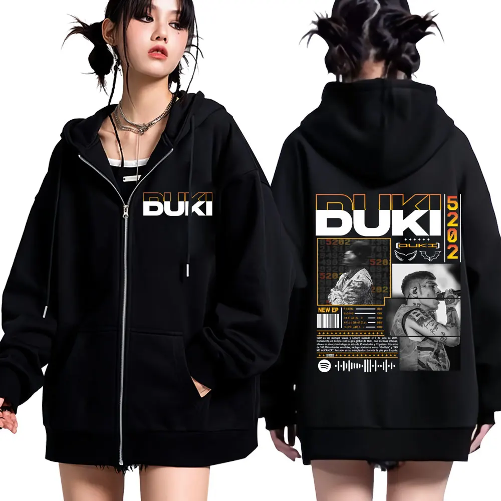 Rapero Duki Duki 5202 MIXTAPE 2025 álbum cremallera sudaderas con capucha hombres mujeres moda Hip Hop Zip Up Harajuku Punk chaqueta de gran tamaño abrigo