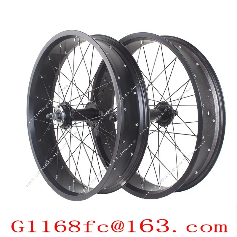 A Set of Snowmobile Wheels, Bicycle Front and Rear Wheels, and A Set of Fatbike Front and Rear Wheels.