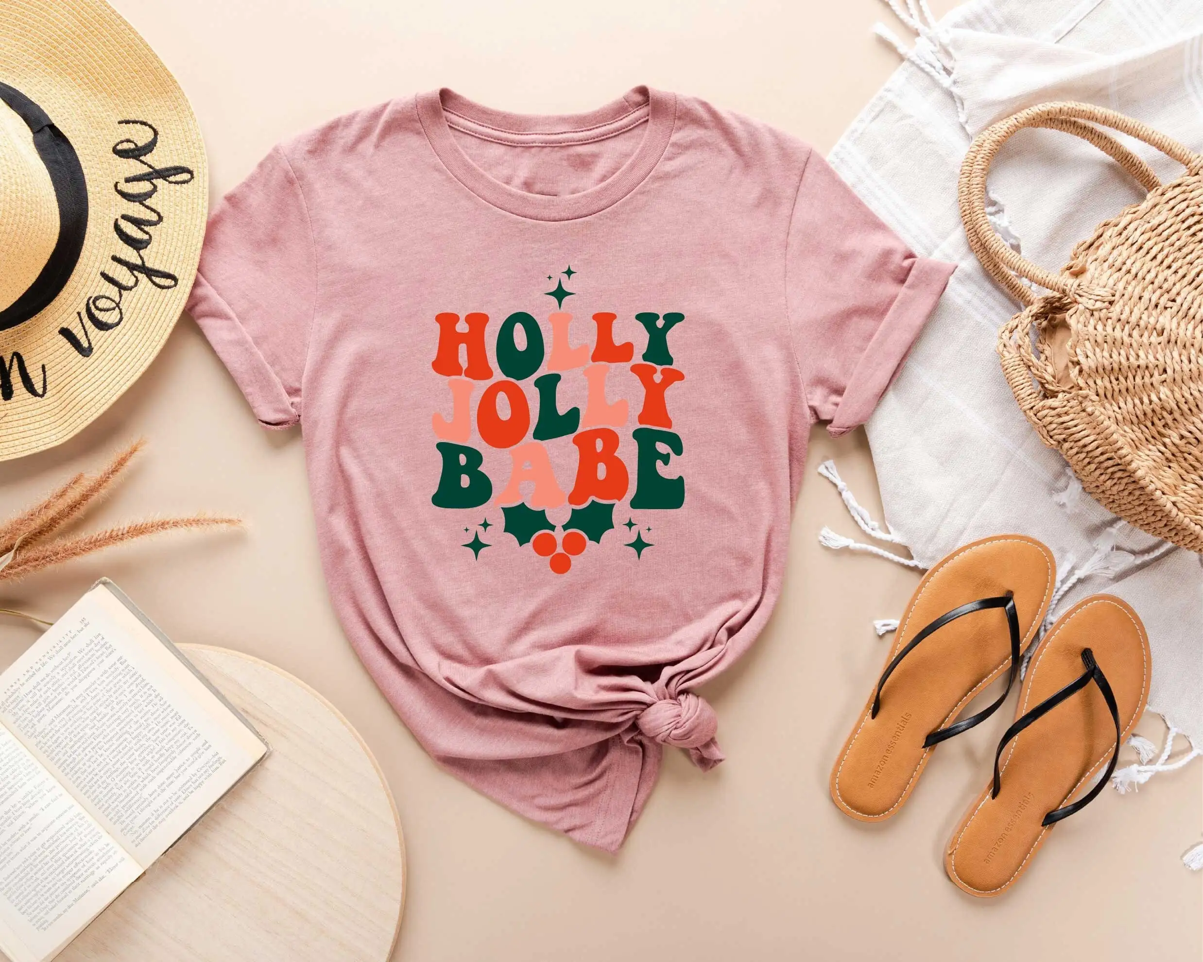 Holly Jolly Babe T Shirt Christmas Holiday Xmas