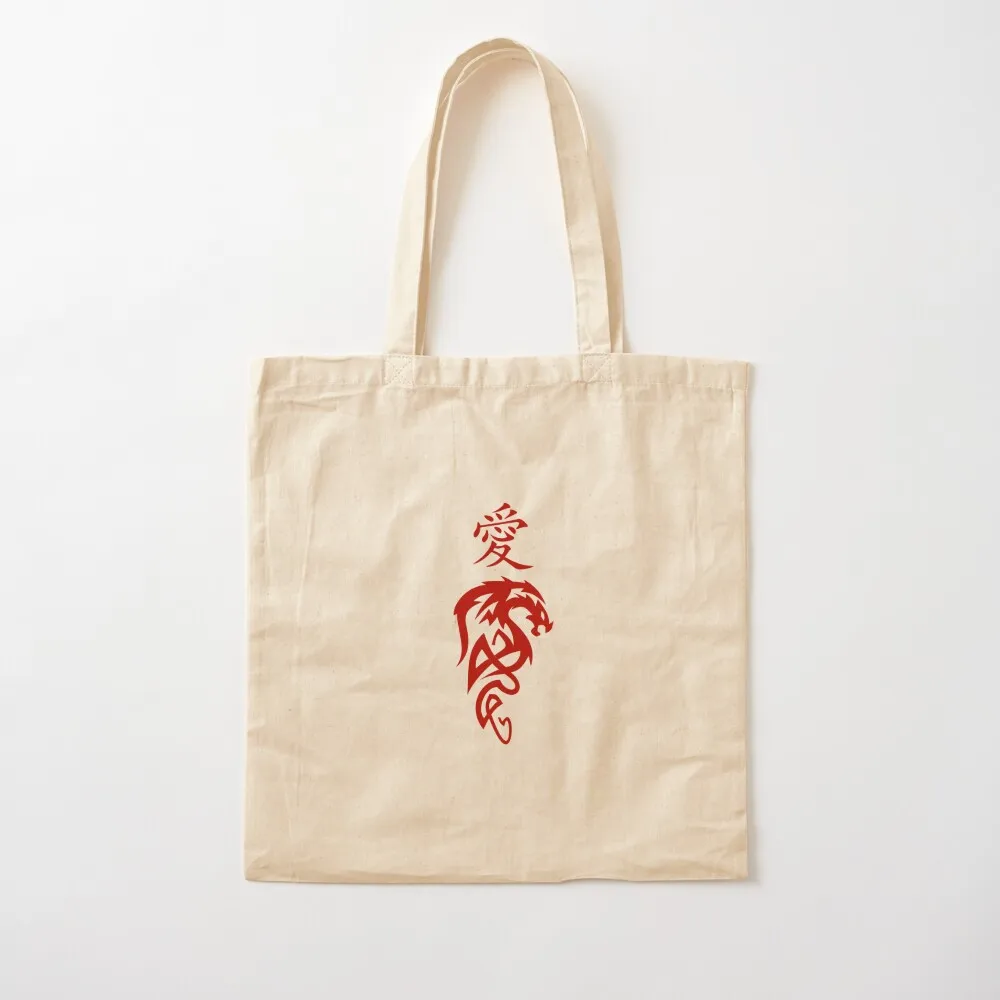 RED DRAGON WITH RED JAPANESE SYMBOLE Tote Bag bags for women Lady bag Canvas Tote Bag