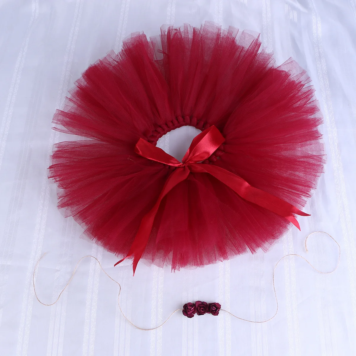 

12pcs Infant Tutu Skirt For 0-12 Months Baby Girls Ruffle Tulle Dress With Headband Soft Mesh Outfit Princess Style Baby