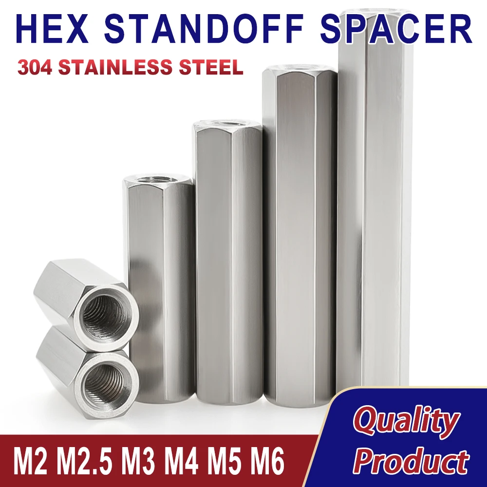 50pcs M2×10mm+4mm 304 Stainless Steel Standoff Spacers – Male-Female Cylinder Screws For PCB, Motherboard, Drone Projects