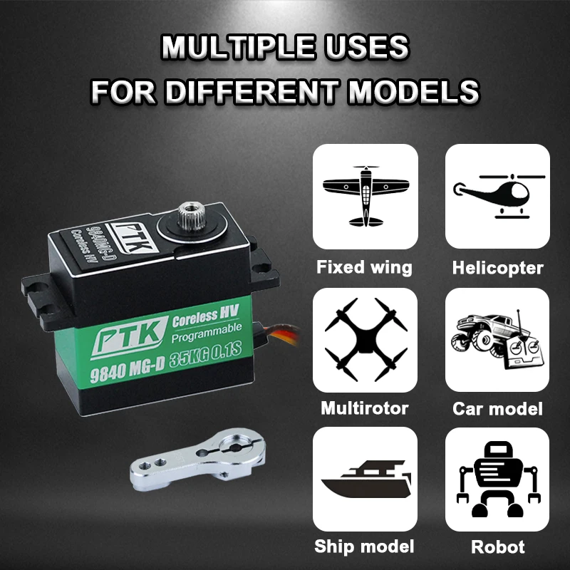PTK 9840 HV Pressure Metal Digital Waterproof Servo Metal Gear 35kg RC Car Model Ship Model RC Aircraft Model