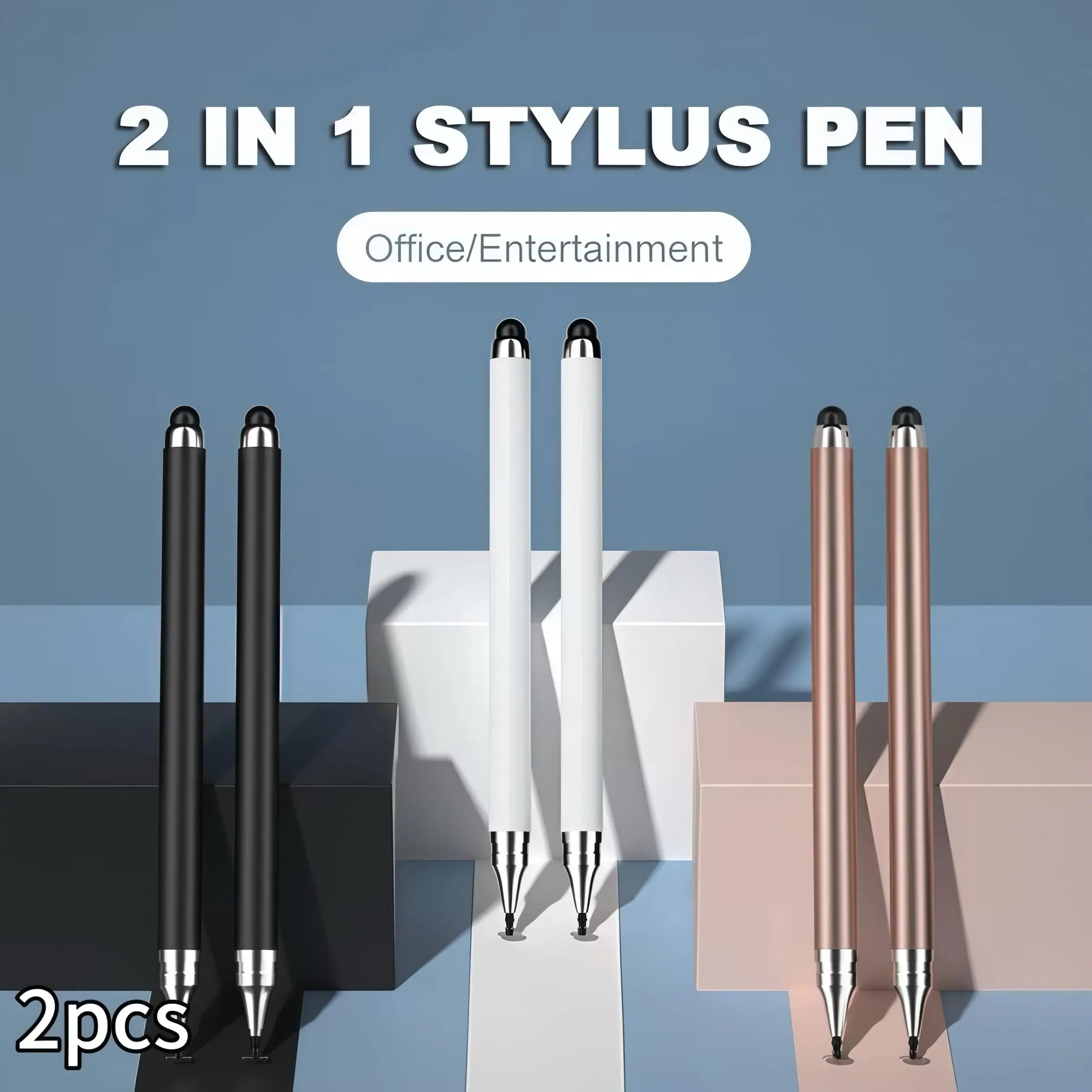 2-in-1 Dual-Head Touch Pen - Sensitive capacitive touch for phones and tablets, dual-head capacitive stylus, with a disc tip and