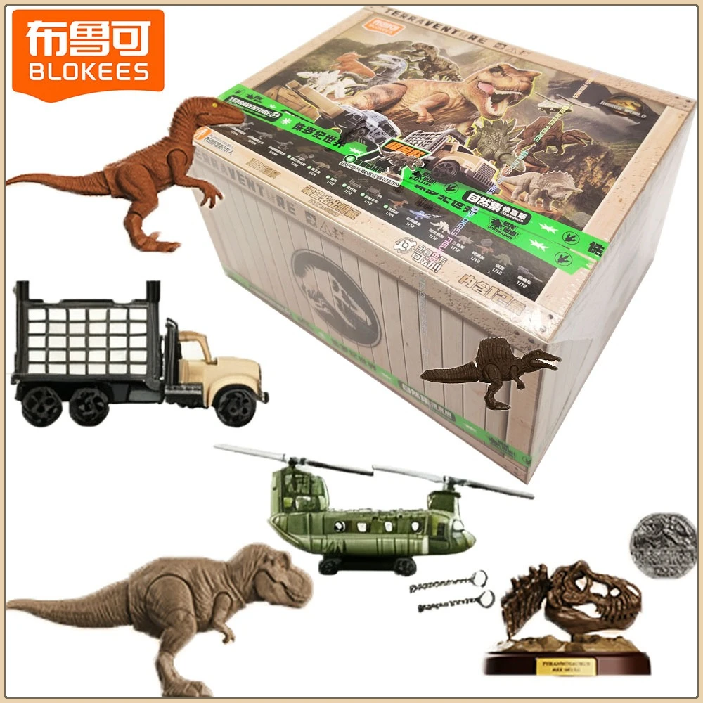 

Original Blokees Jurassic World Surprise Version Series Blind Box Multi Angle Movable Assembled Toys Model Desktop Display Gifts