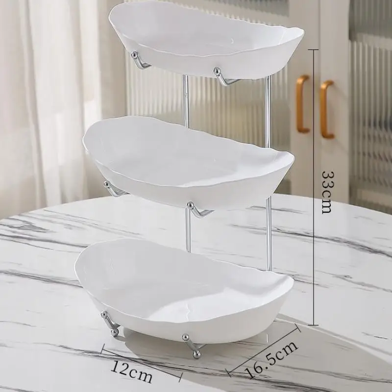 Three Layer Table Plates Dinnerware Kitchen Plastic Fruit Plate Snack Dish Candy Cake Trays with Shelf Home Dried Fruit Basket