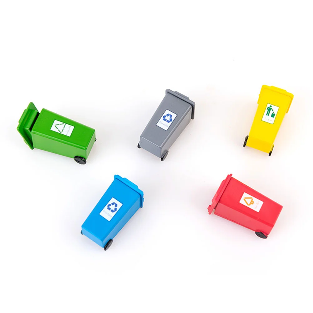 Mini cubo de basura para niños, 5 piezas, mesa de arena, Material de adorno para la casa al aire libre