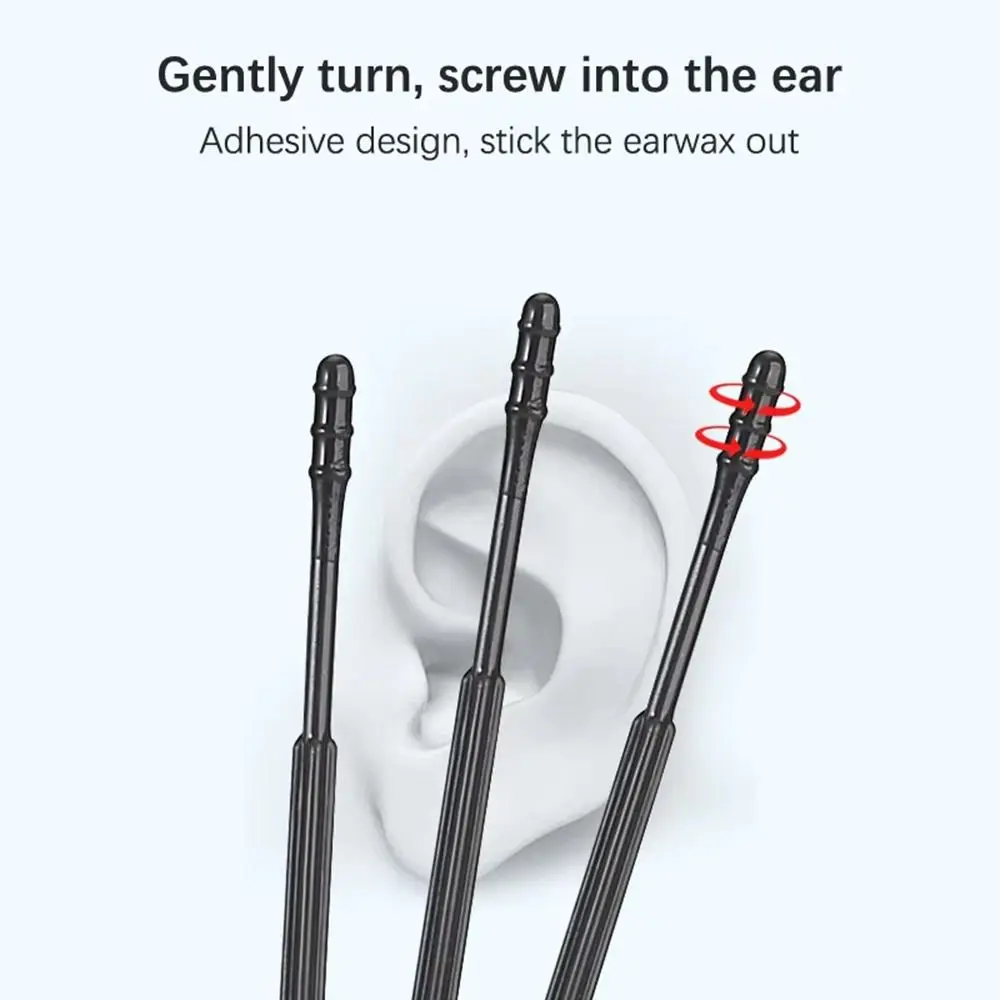 20/40/60/100Pcs Disposable Ear Cleaner Sticks 360-degree Rotation Self-adhesive Ear Picking Spoon Soft Sticky Ear Stick