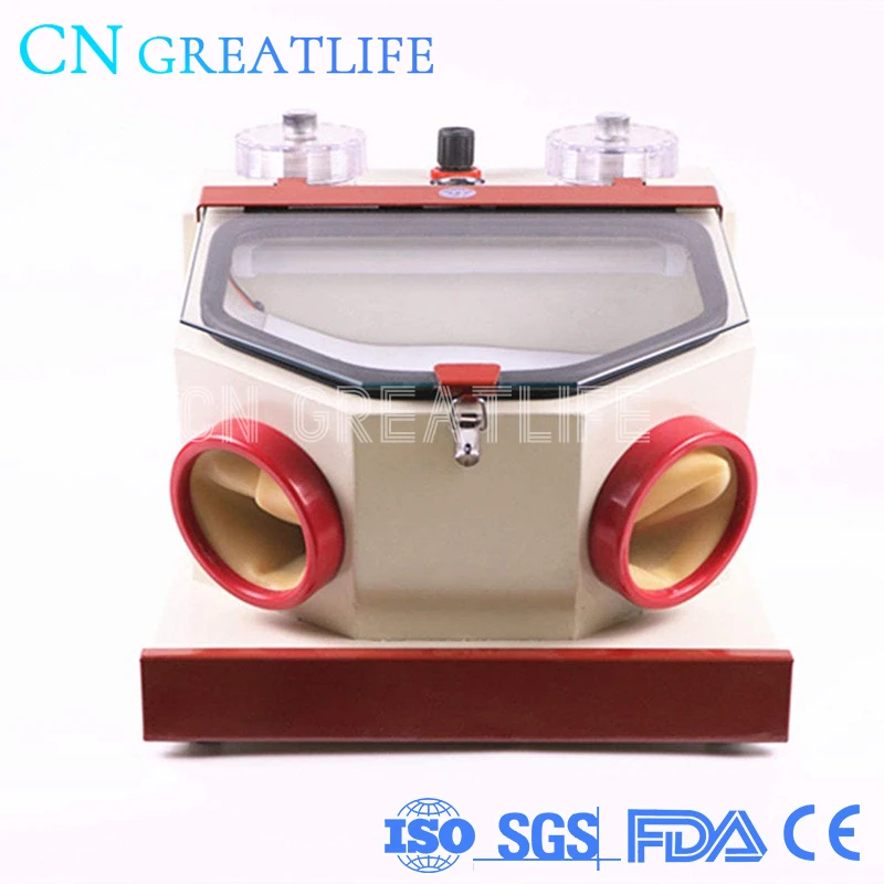 

GreatLife Dental Lab Twin Double Pen Sandblaster Sandblasting Dry Air Polisher Prophy Sandblasting Machine with Led and Drawer