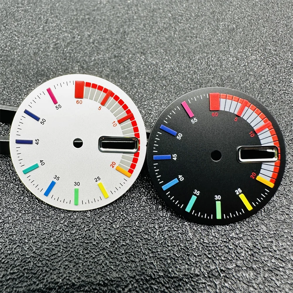 Kompakt 28.5MM Regnbuefarvede Urskiver med Dobbelt Kalender Studs