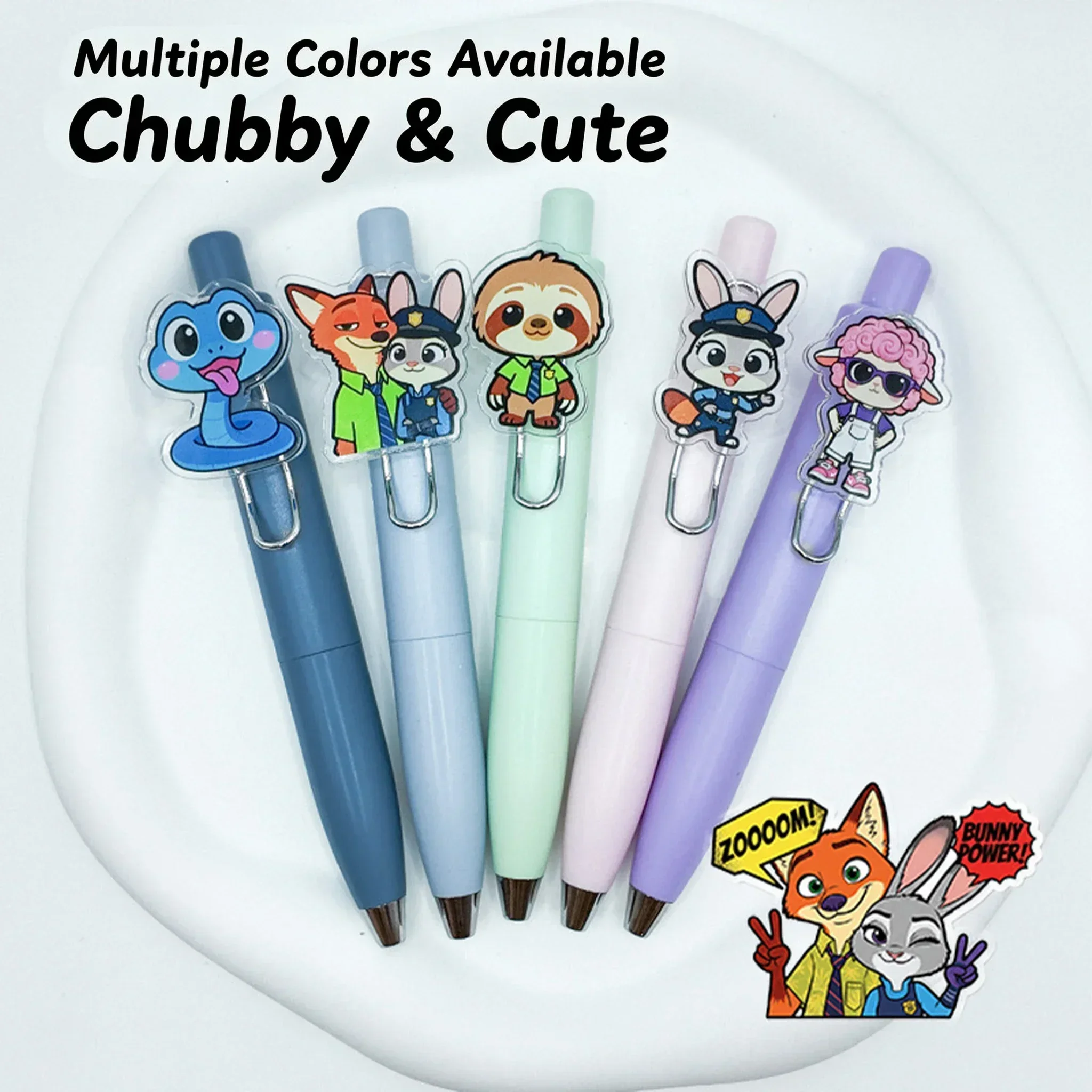 Disney Zootopia Chubby Figure Gel Pens, Cartoon Signature Pens, Morandi Ins Style Gel Ink Pens