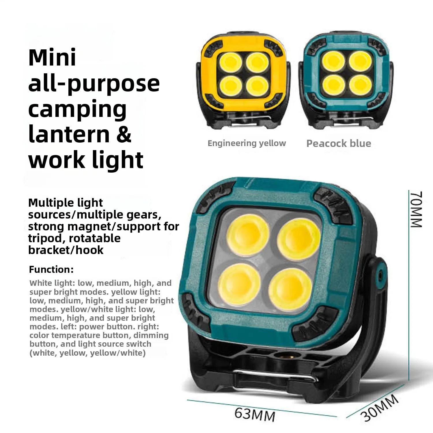 Super Bright Rechargeable Mini Searchlight - 360° Magnetic Portable Repair Work Light Camping Light