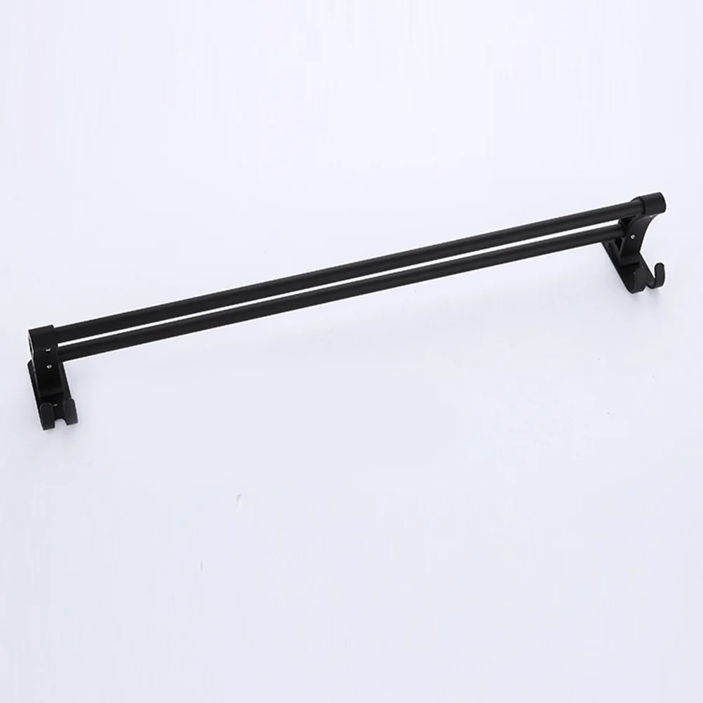 

Black Space Aluminum Double Pole Towel Bar Wall Mounted Bathroom Hanger Holder Brushed Finish Elegant Home Decor