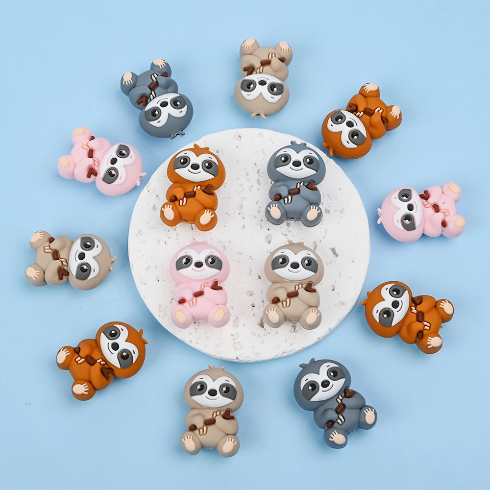 4 قطعة الغذاء الصف الحيوان سيليكون الخرز DIY بها بنفسك الطفل هوة سلسلة سوار لعبة مضغة صنع خرز سيليكون ملون