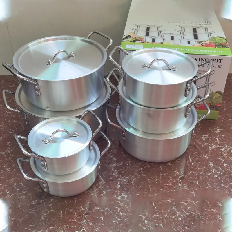 Sanded aluminum soup pot Home pots Cross-border Explosives aluminum pot 7-piece Cookware Hotel Cookware 14-piece aluminum