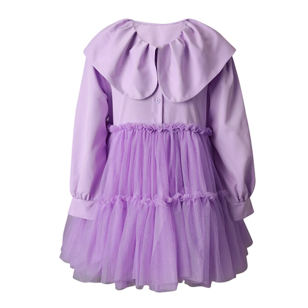 Estilo coreano vintage gola boneca manga longa vestido feminino retalhos vestidos de malha para mulher mini vestido feminino