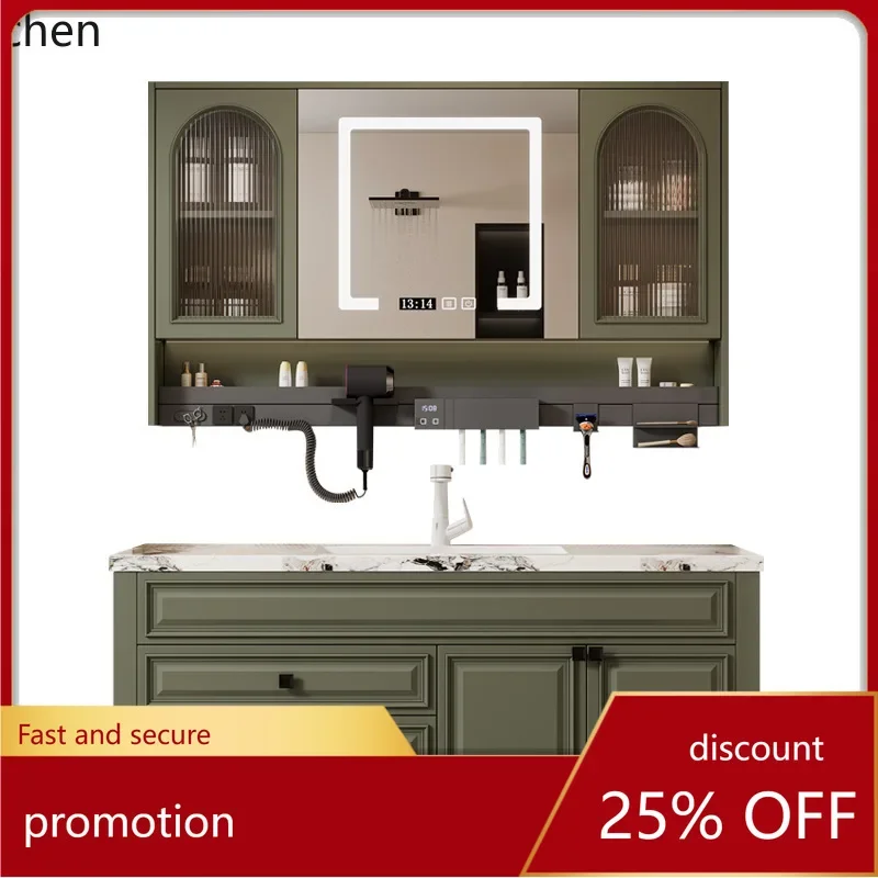 O9.7- Bathroom Cabinet Set with Seamless Integrated Rock Slab Basin, Solid Wood Washstand, Face Washing Sink Cabinet