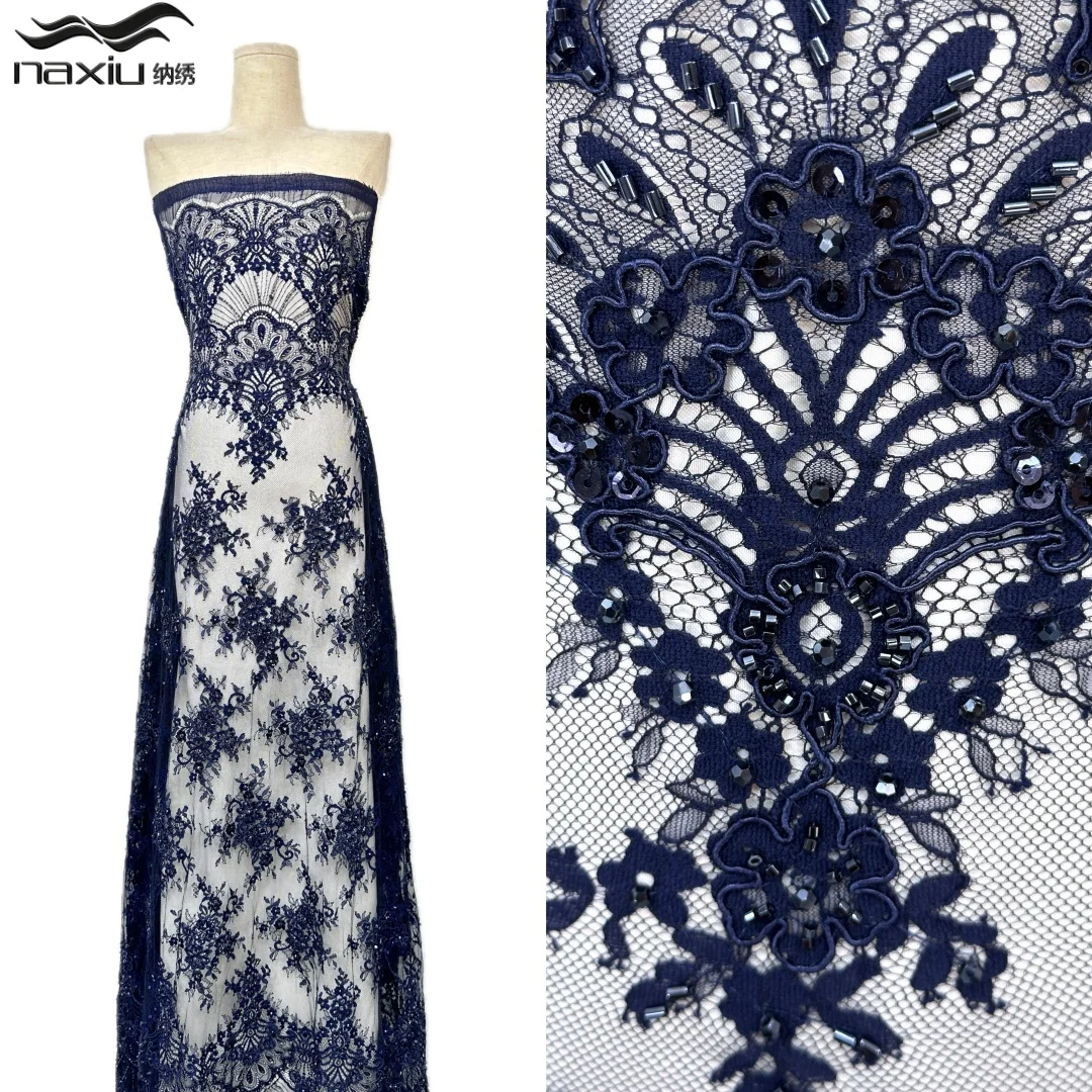

Madison Luxury Sequins African Guipure Cord Lace Fabric 2026 High Quality Nigerian Beads Lace Fabric For Party Dress 5 Yards